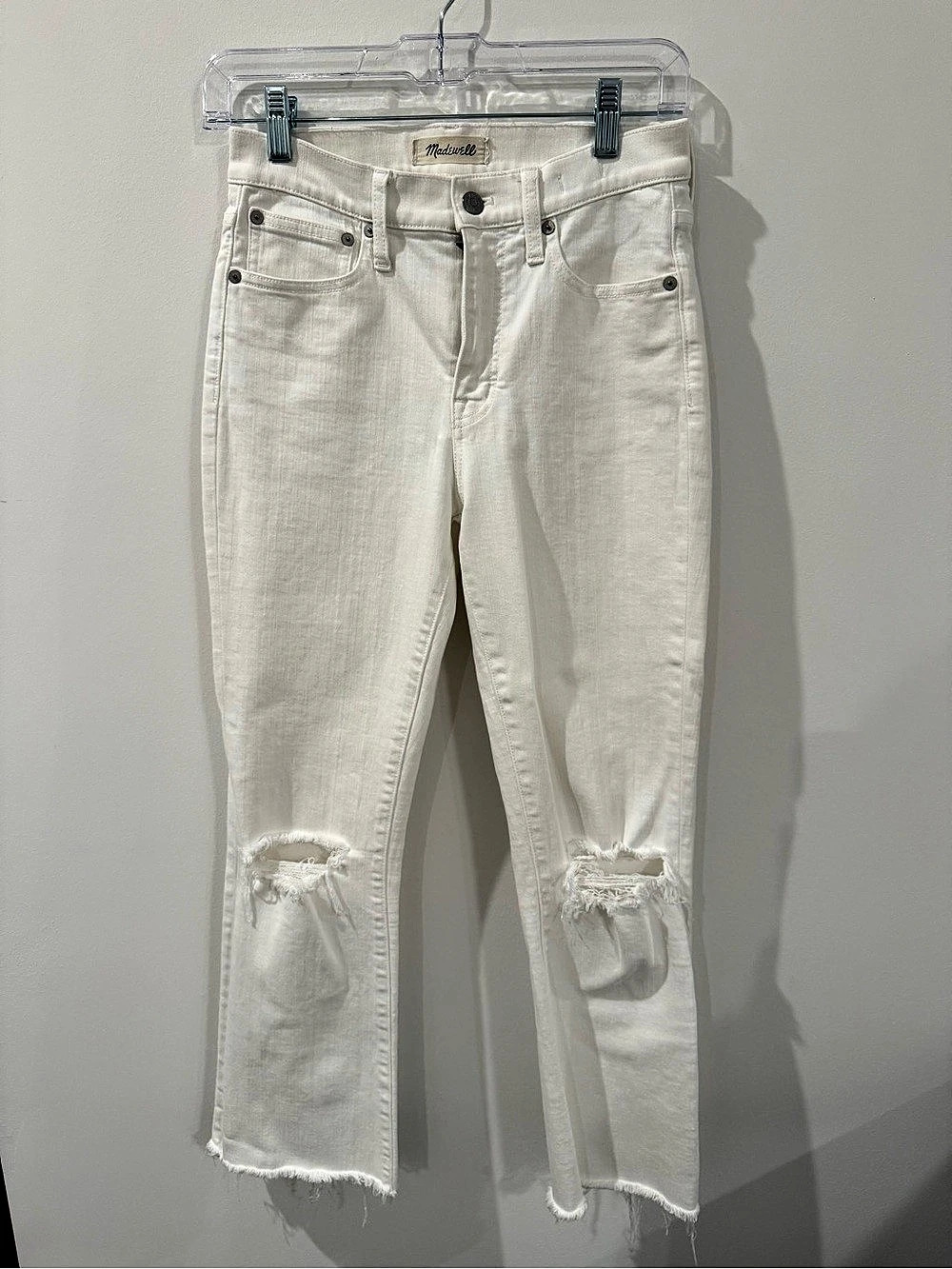 Madewell Cali Demi-Boot Jeans in Pure White: Distressed Edition White Distressed